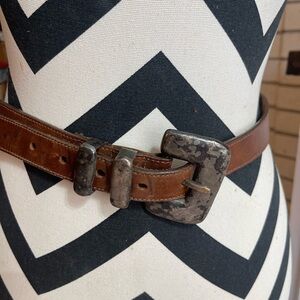 Vintage Eddie Bauer Belt Women M Brown Leather  Rustic Southern USA Made Boho